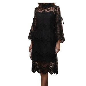 #A280 WHY DRESS  Gothic Romance  Black Lace Overlay  Crochet Dress  NWOT  S